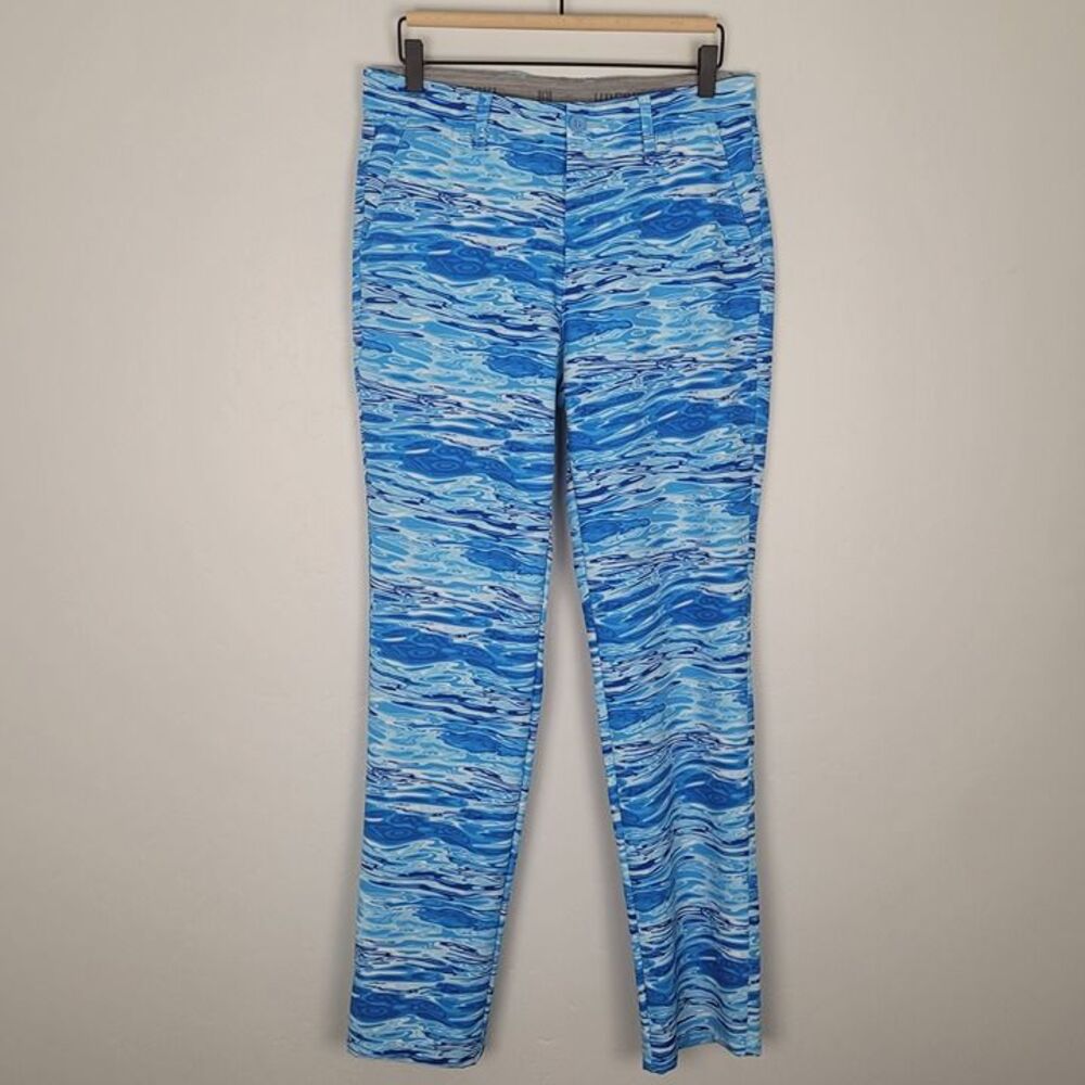 Hreski Size 32 Water Waves Golf Pants Straight Leg Stretch Blue